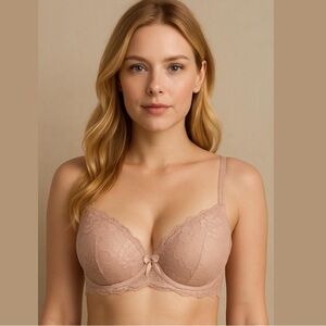 Victoria’s Secret Nude Blush Body By Victoria Lace Lined Demi Bra Size 34D